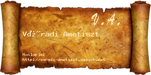 Váradi Ametiszt névjegykártya